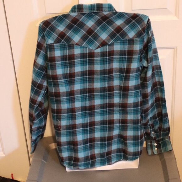 Bit & Bridle Large Flannel Western Style Pearl Snap 100% Cotton Flannel Shirt - Picture 12 of 13